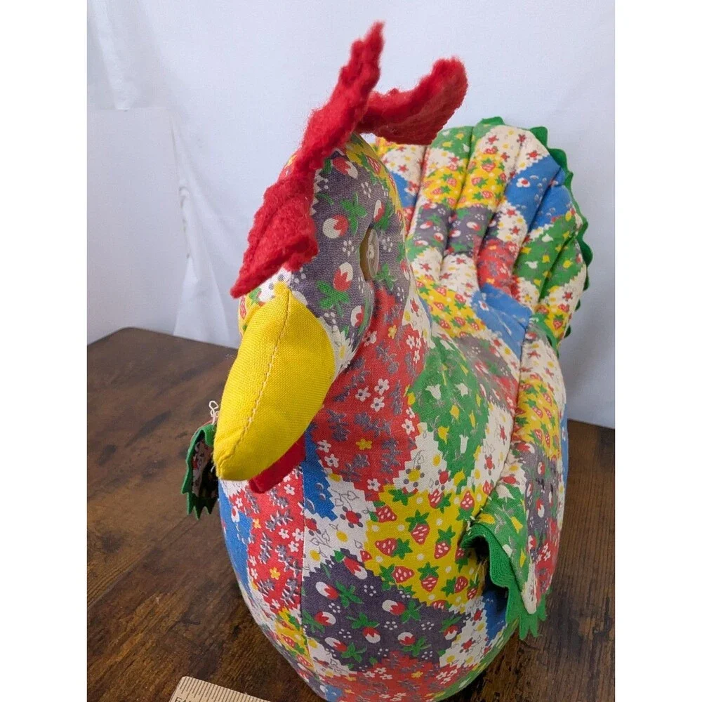 Vintage Patchwork Fabric Chicken Doorstop Draft Stopper Handmade Country Decor